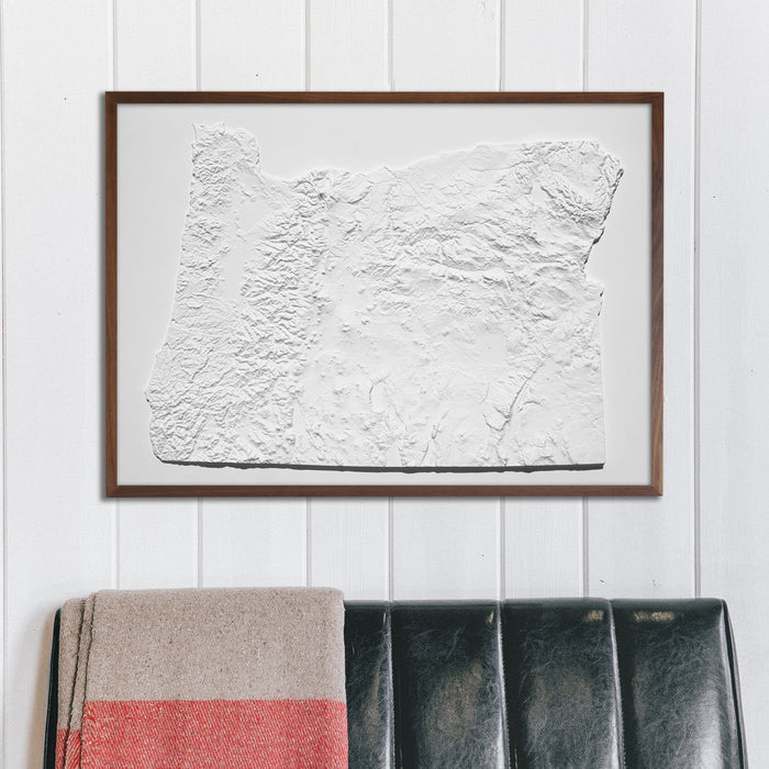 Oregon - White 3D Raised Relief Map - North Drinkware