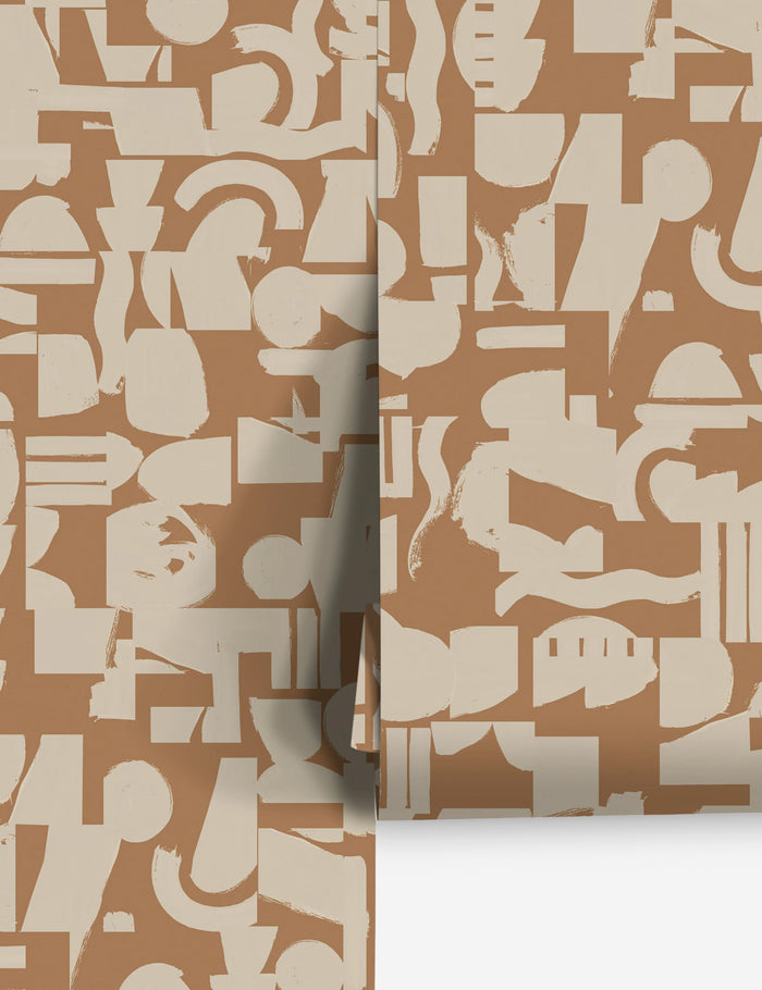 #color::tan-+-ivory | Tan and ivory Organic Shapes Wallpaper by Sarah Sherman Samuel