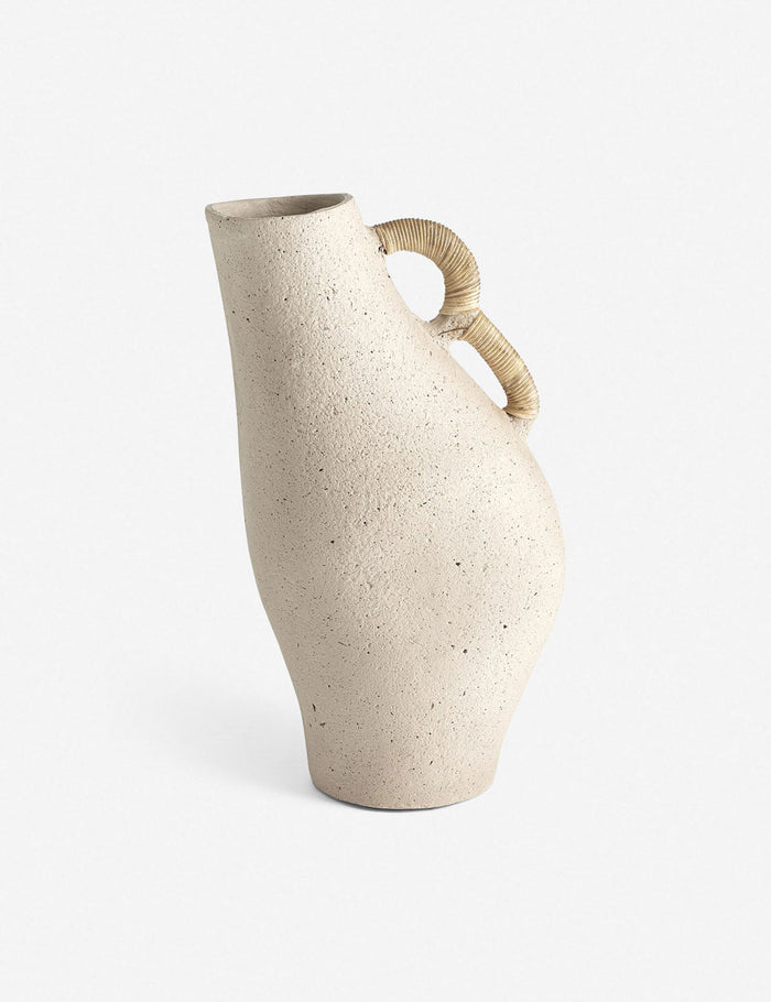 | Pisa natural toned organic vase with rattan wrapped handles