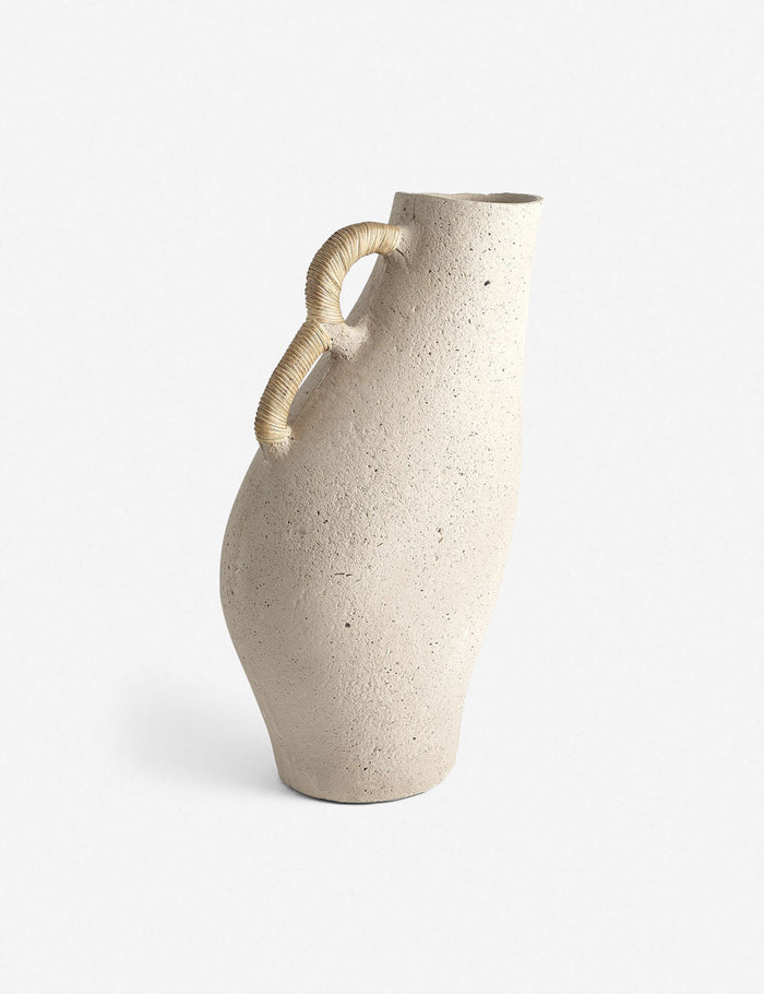 | Pisa natural toned organic vase with rattan wrapped handles