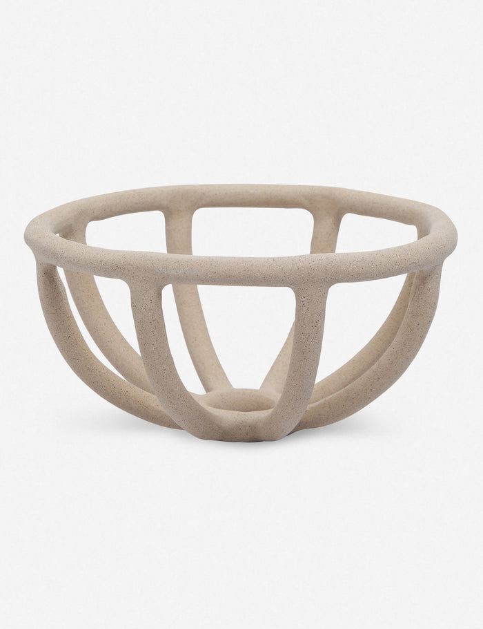 #color::sand  #size::large | Prong cream stoneware ceramic centerpiece bowl by SIN