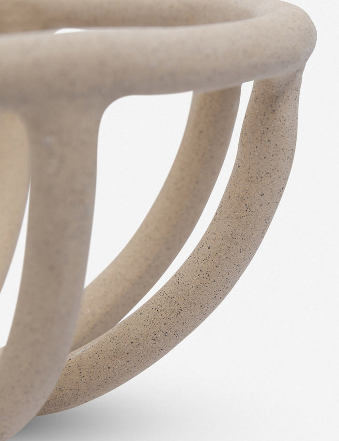 #color::sand  #size::large | Close-up of the side of the Prong cream stoneware ceramic centerpiece bowl by SIN