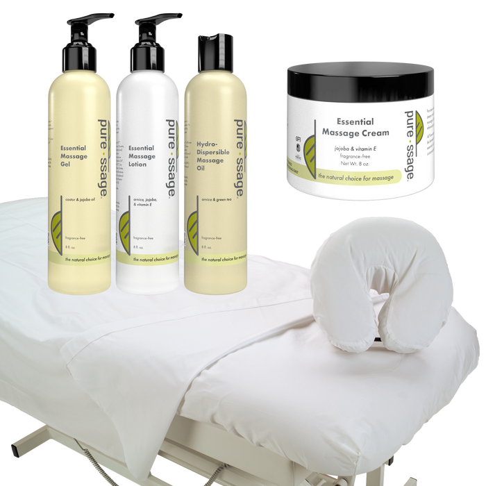 Pure-ssage Massage Intro Kit with Sheet Set, White