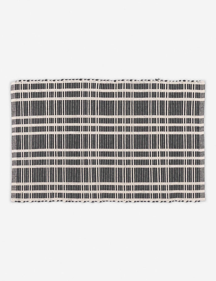 #size::1-9--x-2-10- | Rika black and white cotton machine washable mat with checkerboard pattern