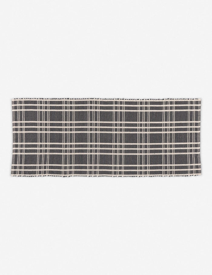 #size::2--x-5- | Rika black and white cotton machine washable mat with checkerboard pattern in its runner size
