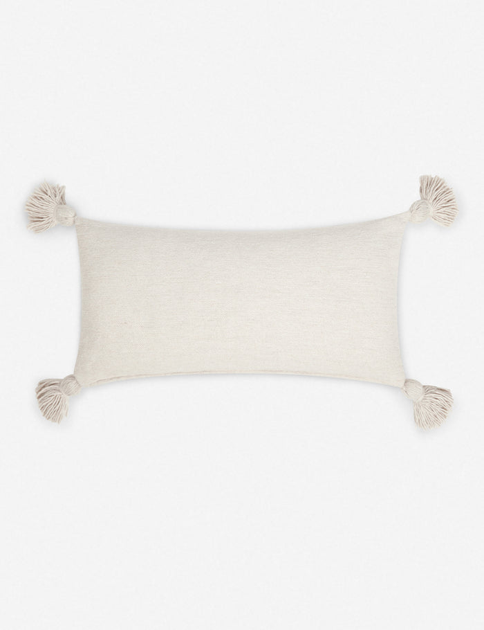 #color::natural #size::12--x-24-  | Sami natural lumbar pillow with pom poms