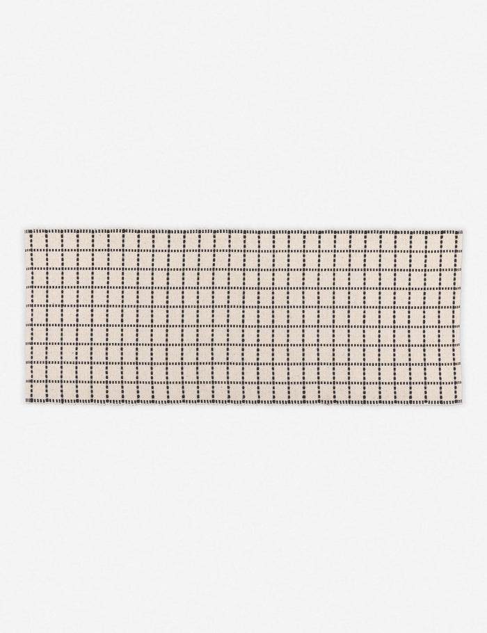#size::2--x-5- | Sebou natural and black dotted machine washable mat in its runner size