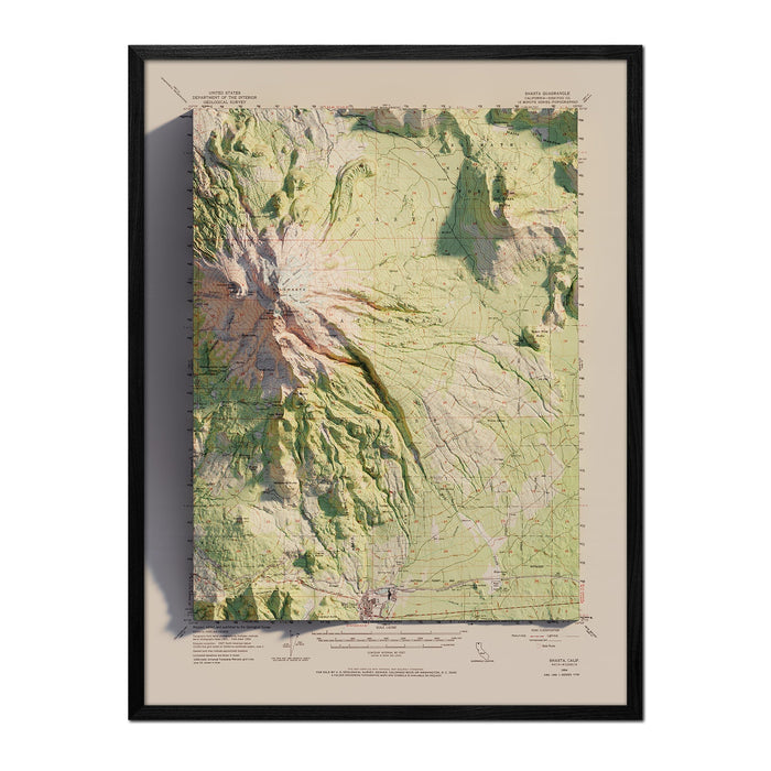 Shasta, California 1954 Shaded Relief Map - No Frame - North Drinkware