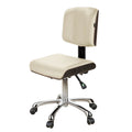 Silverfox Luxury Wood Stool with Back, White