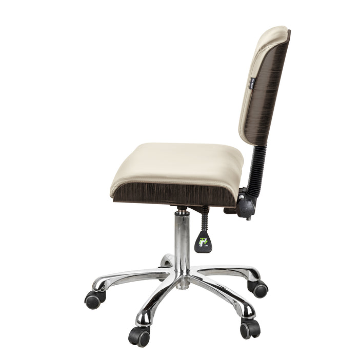 Silverfox Luxury Wood Stool with Back, White