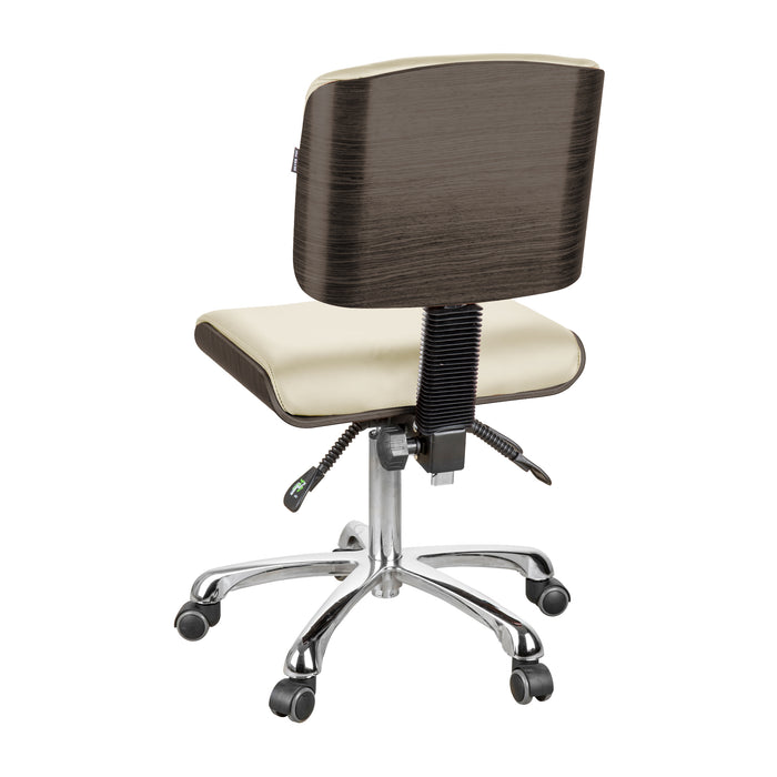 Silverfox Luxury Wood Stool with Back, White