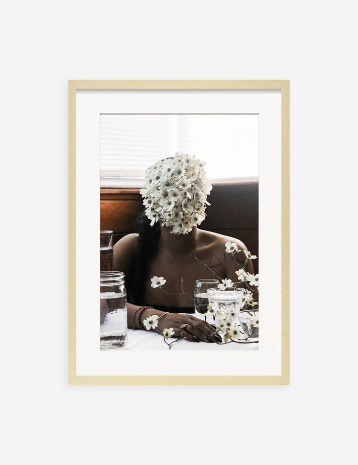 #color::natural #size::13.5--x-17.5-- #size::21.5--x-29.5-- #size::25.5--x-35.5-- | Southern Woman in White Dogwoods Photography Print in a natural frame
