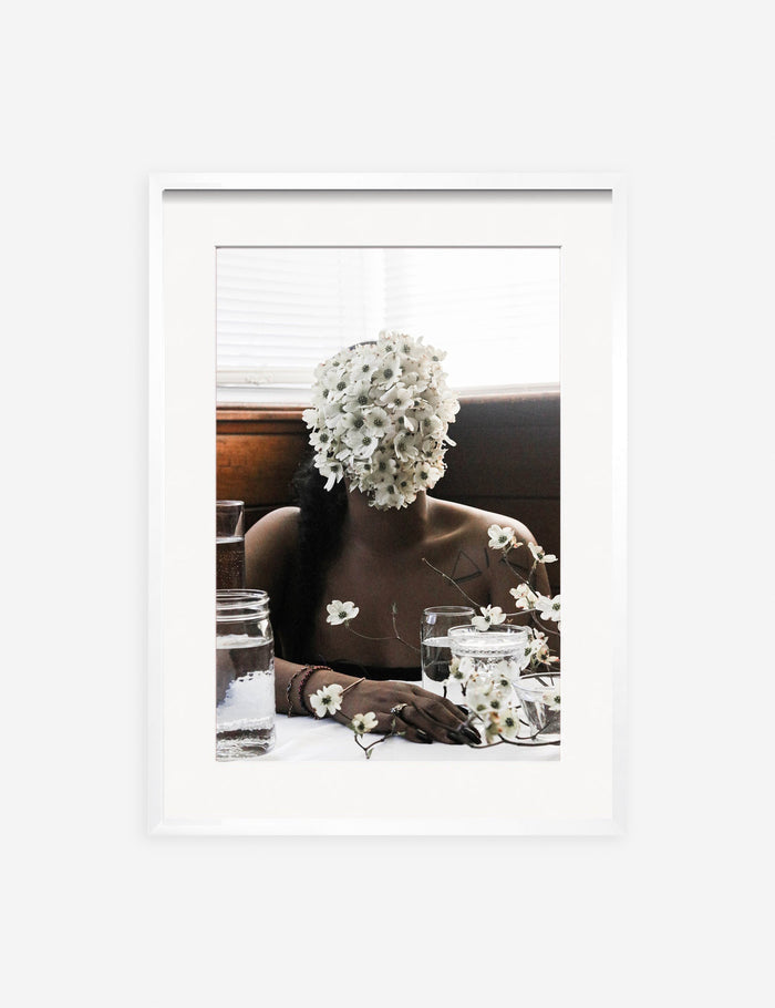 #color::white #size::13.5--x-17.5-- #size::21.5--x-29.5-- #size::25.5--x-35.5-- | Southern Woman in White Dogwoods Photography Print in a white frame