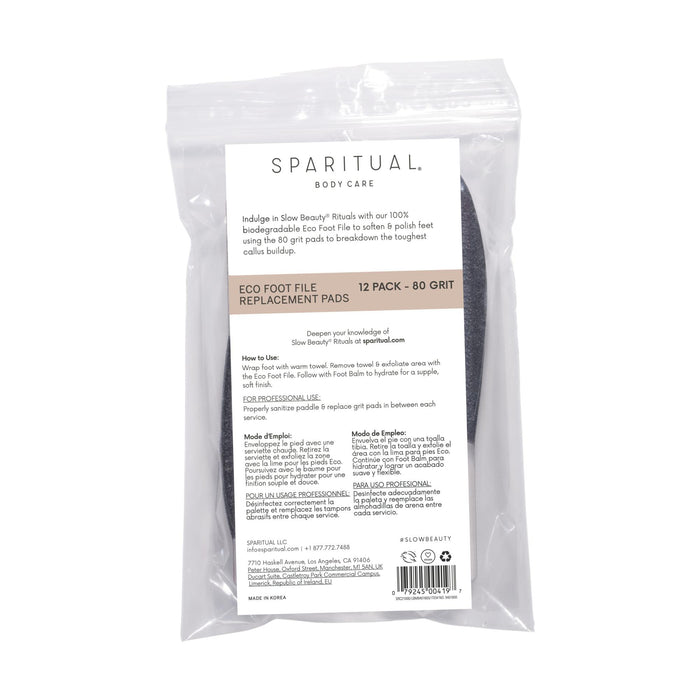 SpaRitual, Eco-Foot File Refill, 80 Grit, 12 ct