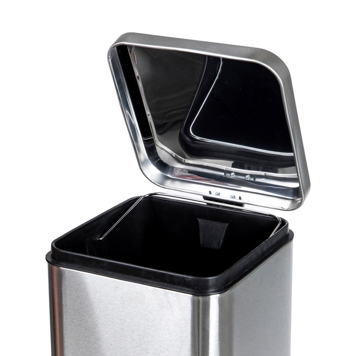 Square Stainless Steel Step Trash Can, 32 qt/8 gal
