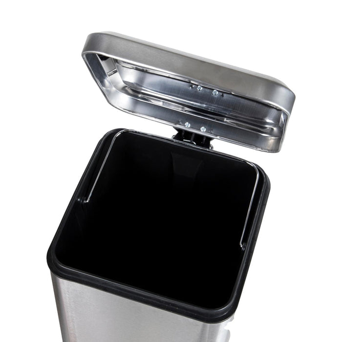 Square Stainless Steel Step Trash Can, 32 qt/8 gal