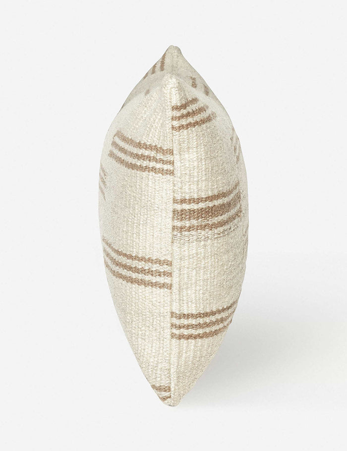 #style::lumbar | Side view of the Stripe break natural and cream lumbar pillow by Sarah Sherman Samuel