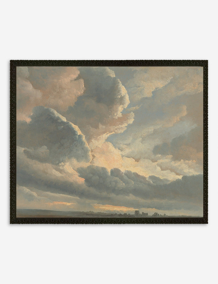 #size::16--x-13- #size::18--x-15- #color::black #size::29--x-23- #frame-option::framed #color::- #size::27--x-22- | Black framed Study of Clouds with a Sunset near Rome Wall Art by Simon Alexandre Clement Denis