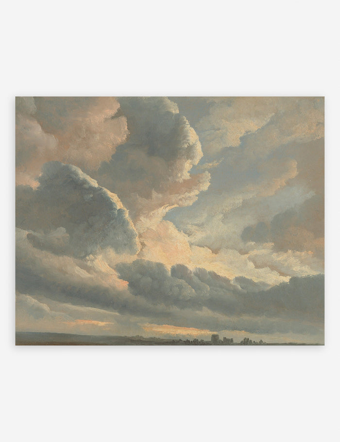 #size::16--x-13- #size::18--x-15- #size::29--x-23- #color::- #size::27--x-22- #frame-option::unframed | Unframed Study of Clouds with a Sunset near Rome Wall Art by Simon Alexandre Clement Denis