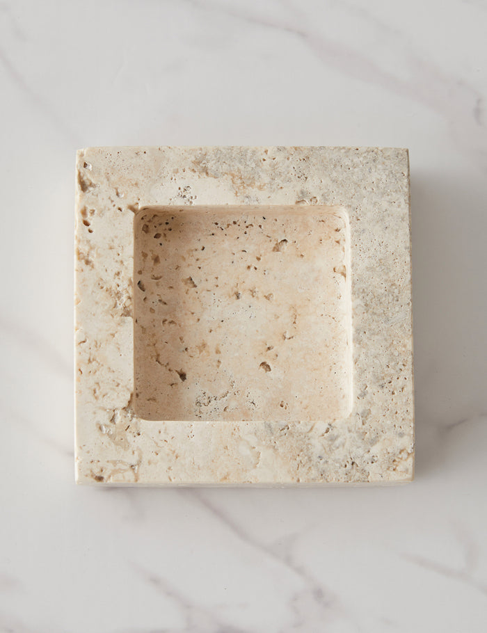 #color::travertine | Teo catchall square tray in travertine