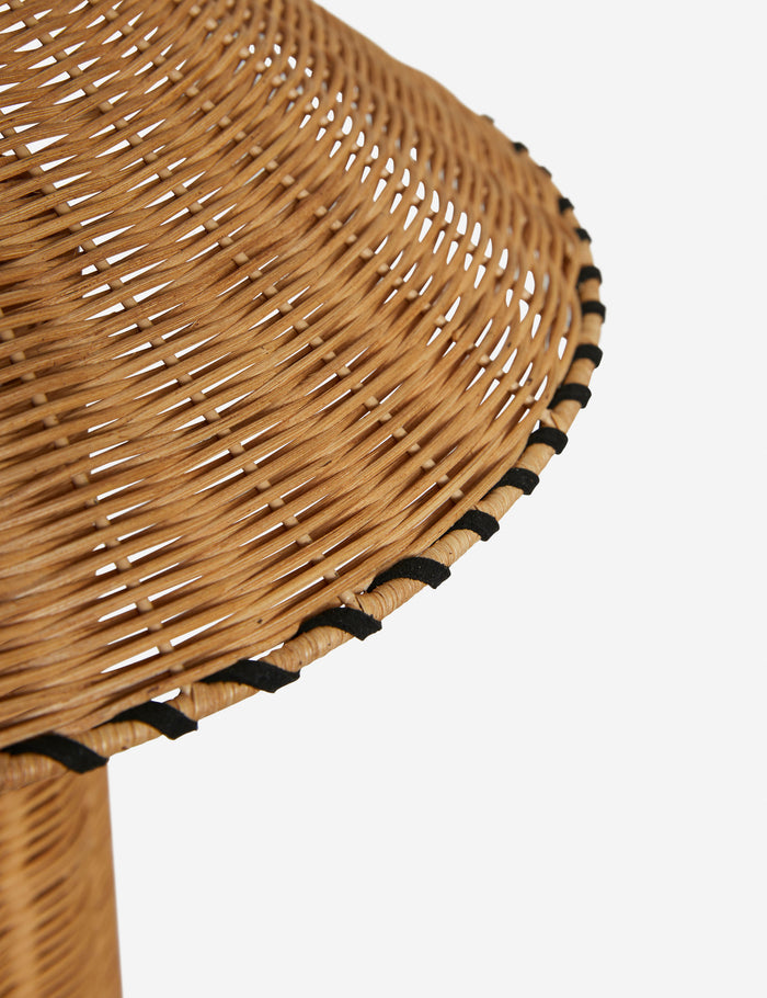#color::natural | Close up of the shade of the Terrene Woven Rattan Table Lamp by Elan Byrd.
