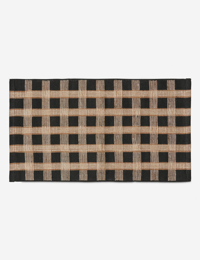 #color::black #size::2--x-3- | Thatcher handwoven basketweave motif outdoor rug by Sarah Sherman Samuel.