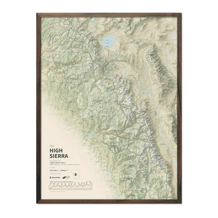 The John Muir Trail Shaded Relief Map - No Frame - North Drinkware