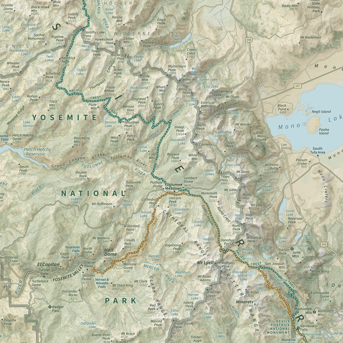 The John Muir Trail Shaded Relief Map - No Frame - North Drinkware