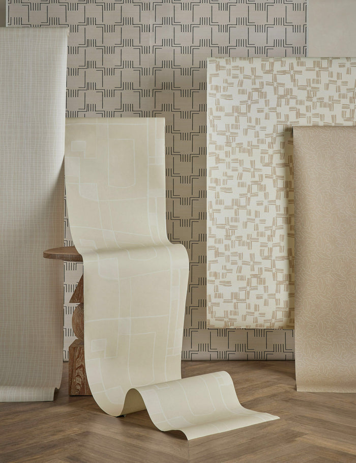 #color::natural | Topos Abstract Line Patterned Wallpaper by Élan Byrd.