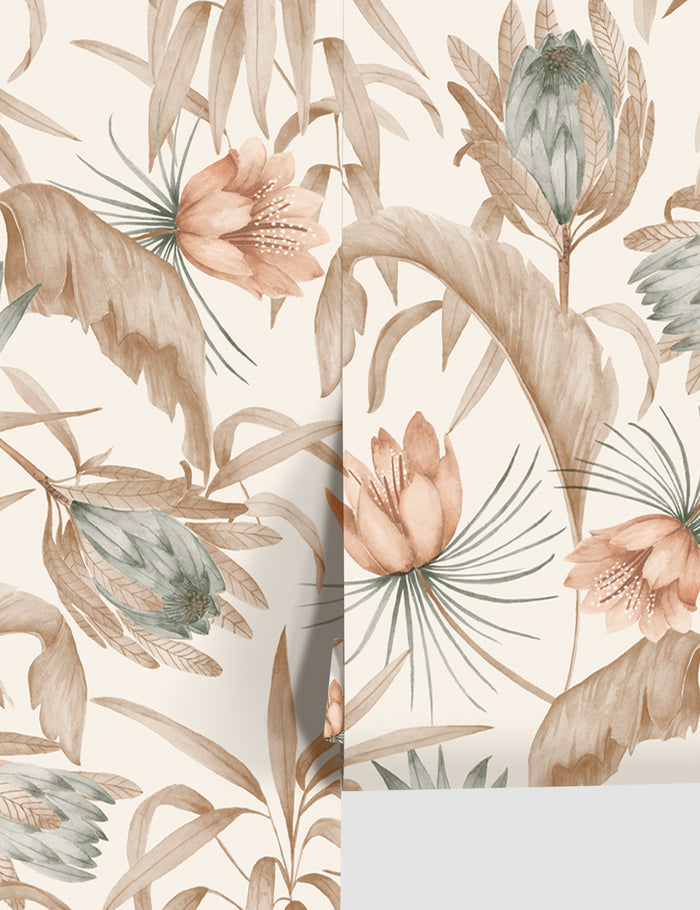 #color::natural | Natural-toned Tropical Wallpaper by Rylee + Cru featuring an exotic, botanical scene