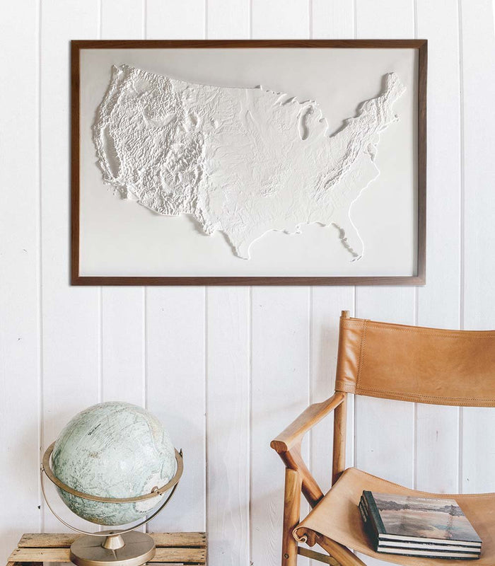 USA - White 3D Raised Relief Map - North Drinkware