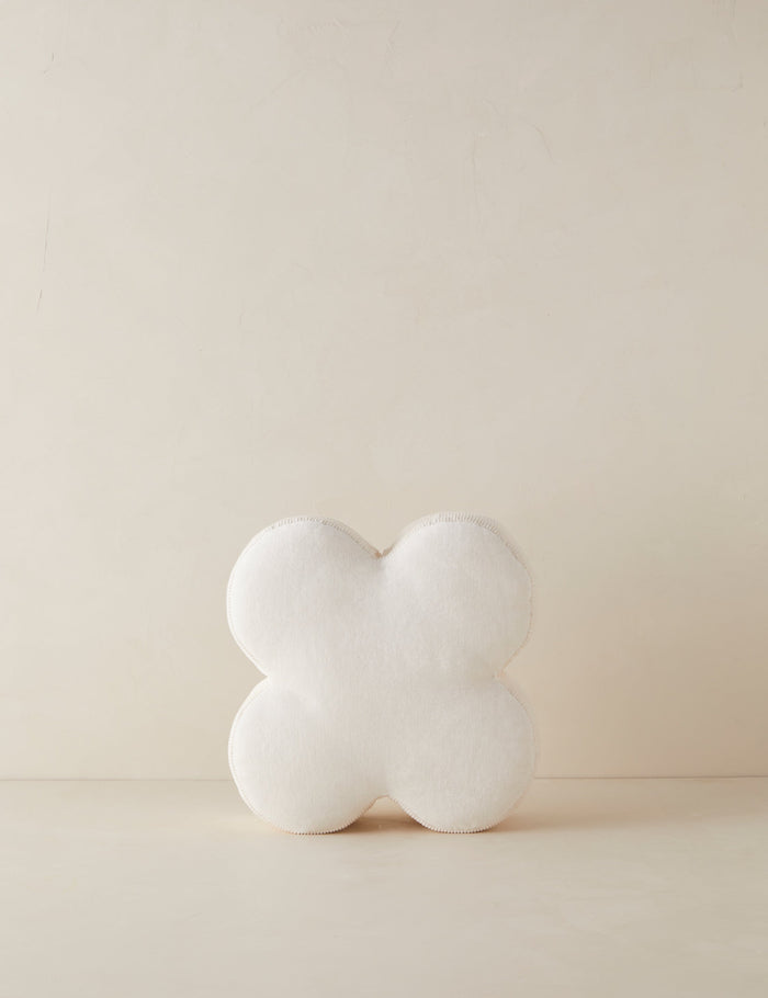 #color::ivory | Velvet clover shaped accent pillow in ivory