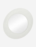 #color::white | Whitaker white asymmetrical oval wall mirror.