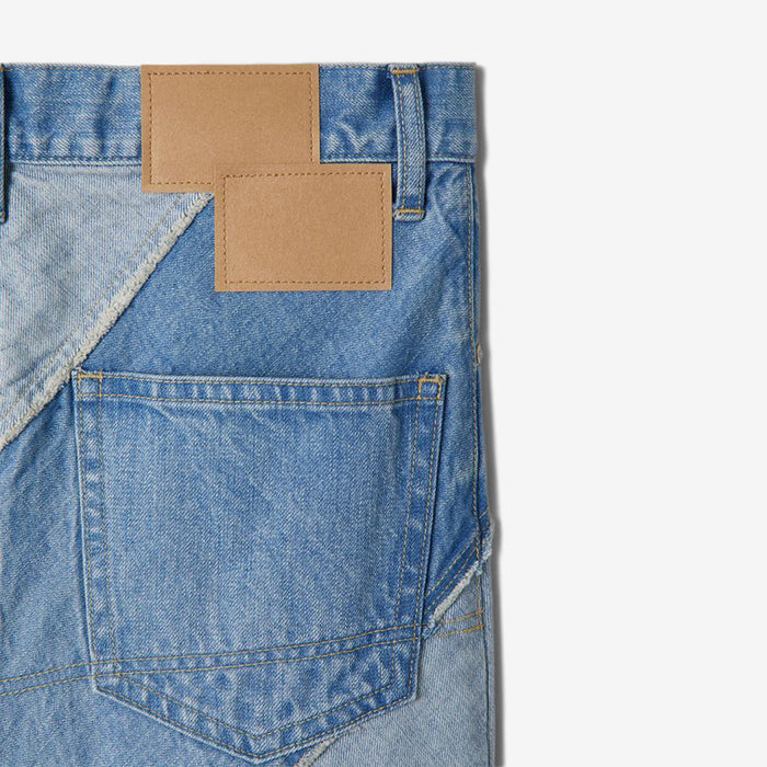 Wmns Eco Bio Washed Denim-Bias Line Skirt