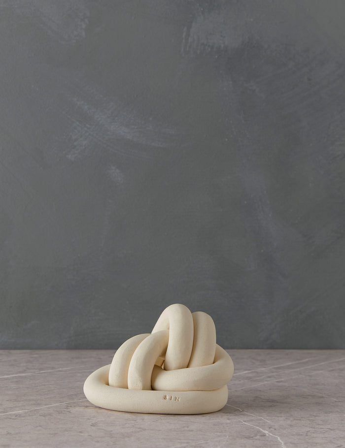 #color::bone | Decorative ceramic double coil XL Fist Knot by SIN Ceramics