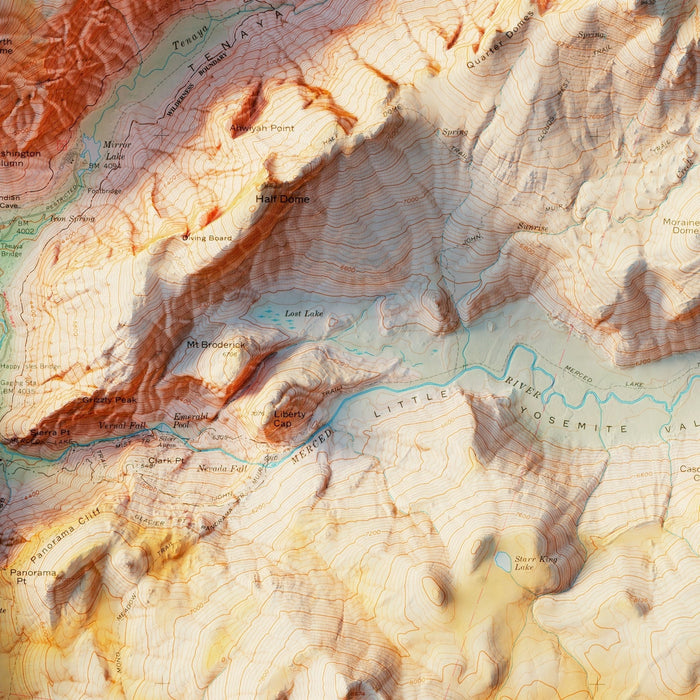 Yosemite Valley 1970 Shaded Relief Map - No Frame - North Drinkware